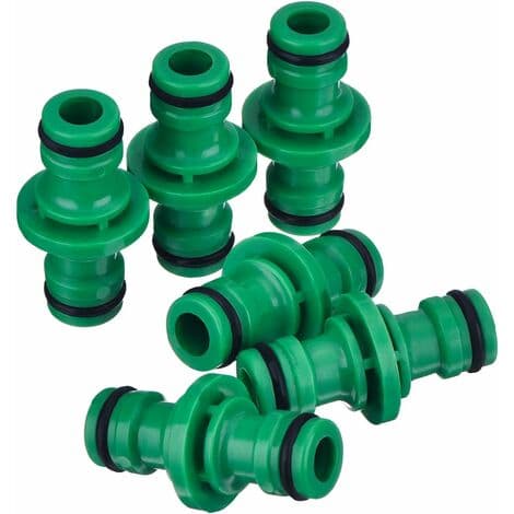 Dobbelt haneslangekobling Slangefittings til at forbinde haveslangeslange 6 stk. (grøn)