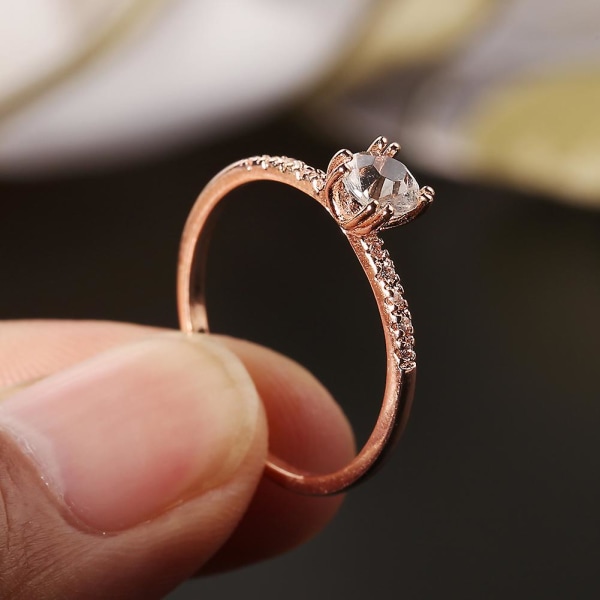 Förlovningsjubileum Smycken Lyx Glänsande Rhinestone Kvinnor Finger Ring US 6