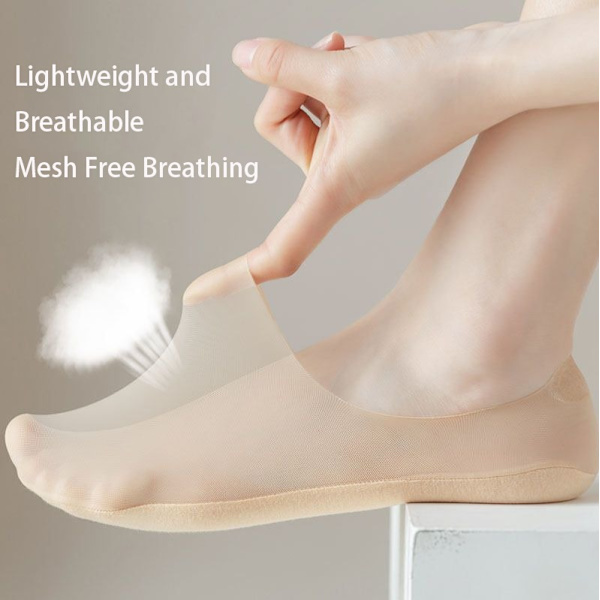 Matala suu näkymättömät sukat naisille silikonilla liukumattomat sukat Light Grey 5pcs