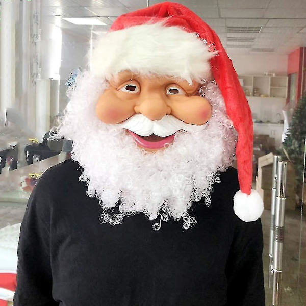 Joulupukki Lateksimaski, Realistinen Koko Kasvot Lateksi Cosplay Maski Supersoft Valkoinen Parta Punainen Lakki Hieno Pukeutumisnaamio Maskeraadi Halloween Joulujuhlat Uusi Vuosi