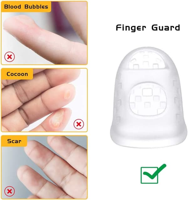 Silikon Fingerskydd Gitarr, 40 Stycken 4 Storlekar Halkfria