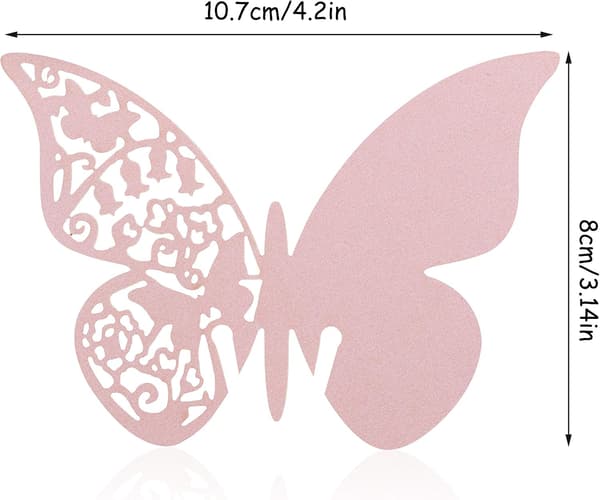 100 st Rose laserutskurna 3D-fjärilsväggdekaler