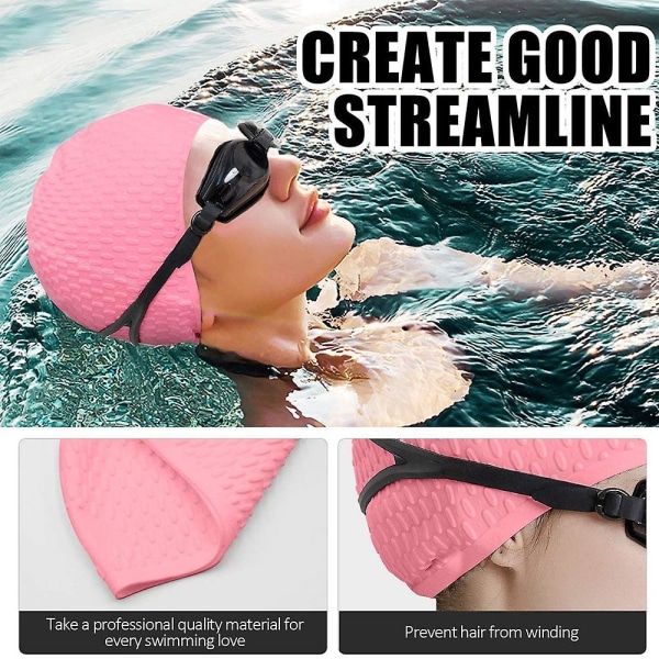 Rosa silikon cap, bekväm cap idealisk för lockigt kort medellångt hår, cap för kvinnor och män, duschmössor Håll frisyr