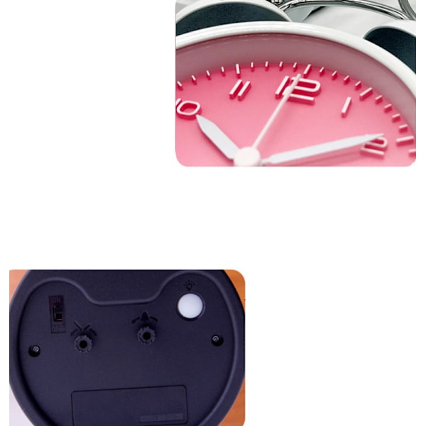 Dubbel Klocka Väckarklocka med Nattlampa, Batteridriven Väckarklocka med 10 cm Urtavla, Hög Larm, Tickfri, Tyst, Retrodesign