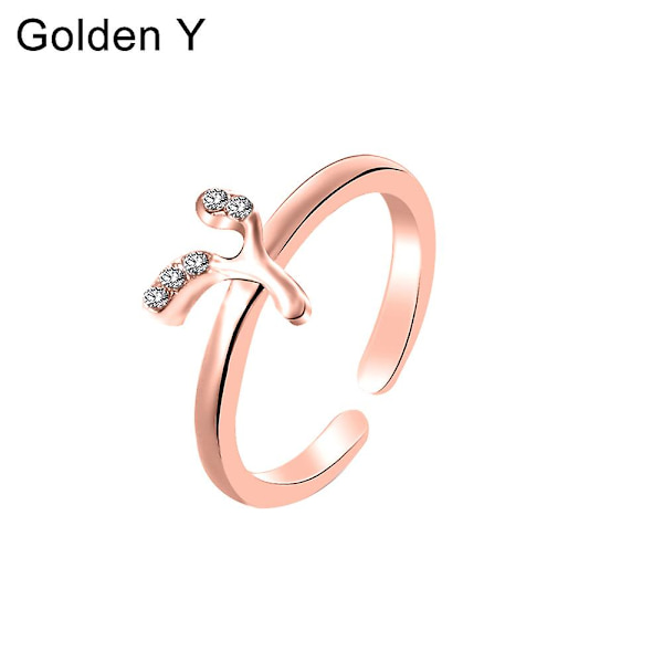 Muodi Naiset Yksinkertainen A-Z Englannin Aakkoset Kirjain Timantti Avorenkaan Korut Rose Gold F