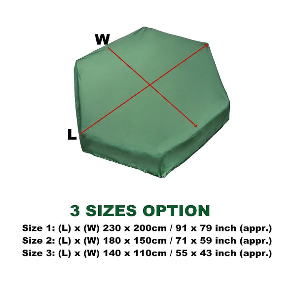 Vihreä kuusikulmainen bunkkerin kansi 210d Oxford-kangas pölytiivis ja UV-kestävä lelupeite 230*200cm