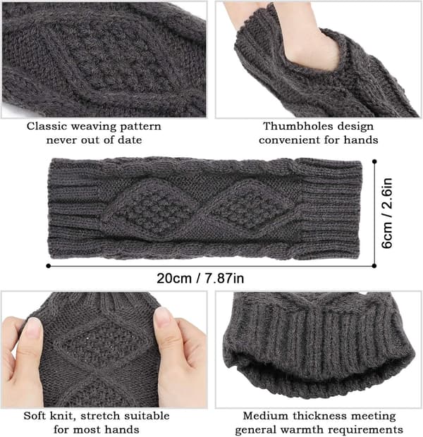 4 Par Knittade Fingervantar, Vintervarma Vantar för