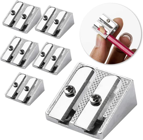 Bärbar Metall 2-Hålsspetsvässare, 6-pack