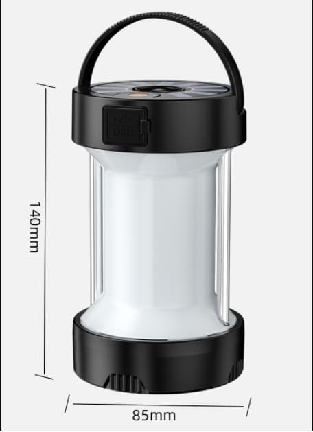 Utomhus Camping Ljus Typ-C Gränssnitt Kraftfull LED Camping Ljus (Svart Version)