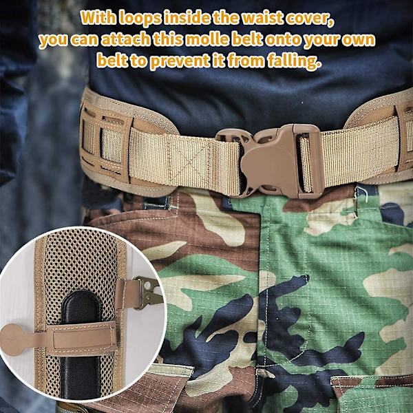 Molle Militärbälte, Justerbart Taktiskt Militärbälte med Vadderad Mesh-Foder för Skytte, Paintball, Jakt, 1000D Nylon
