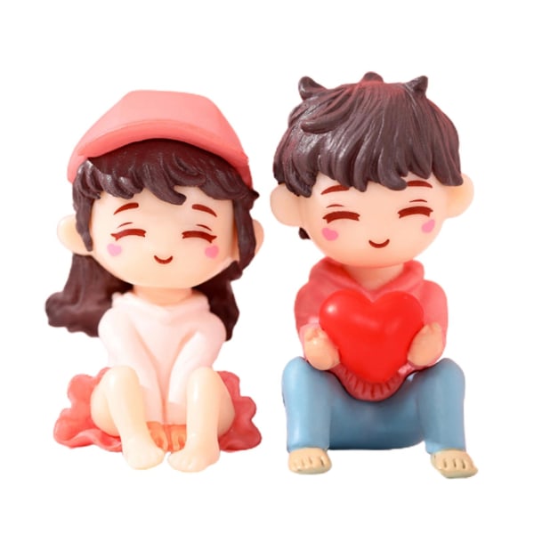 2 x 2 stk par dukker Realistisk sødt udtryk Lyse farver dejlige bonsai lille pige dreng par figurer dukkehus tilbehør