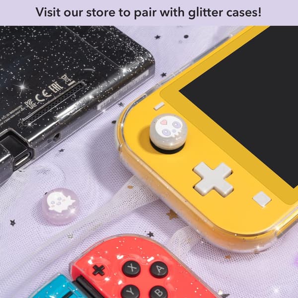 Ghost Thumb Grips - Halloween Gothic Clear Glitter Gamepad