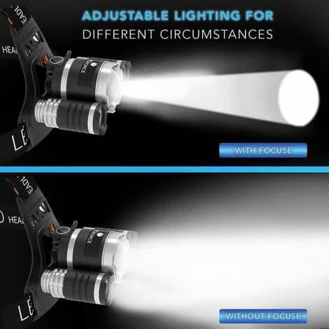 LED Hodelykt, 4 Lysmoduser, 6000 Lumen Lommelykt, 4 Lysmoduser, 18650 Oppladbare Hodelykter, Vanntett Hjelmlys