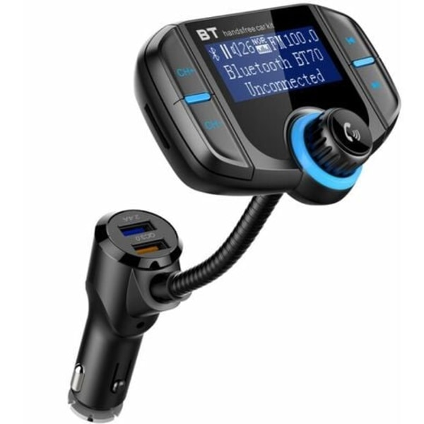 Bluetooth-sender for bil med skjerm, sett MP3-spiller senderadapter for 2 USB-porter, mp3 USB-minnepinne