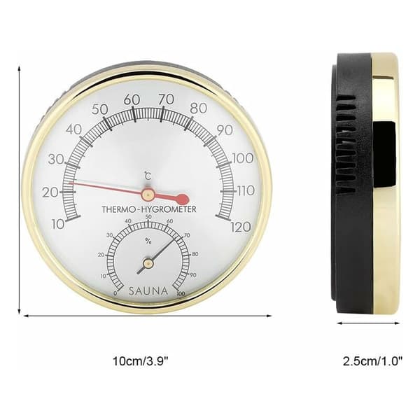 Saunatermometer, Indendørs Metal Dial Termometer Hygrometer til Saunarum