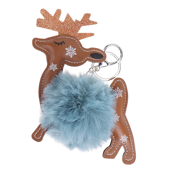 Jule Elg Pompon Nøgleringe Delikat Bedårende Fluffy Bold Nøgleringe Håndtaske Hængende Vedhæng (lys grå) Sky-blue