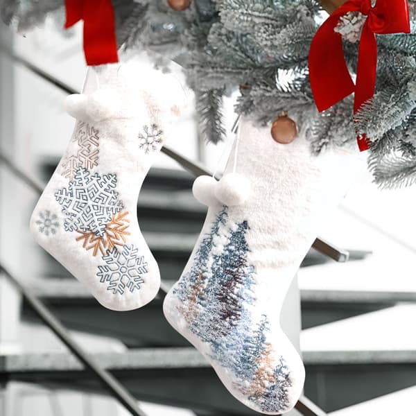 Juledekorasjon Stor Ullkule Broderi Snøfnugg