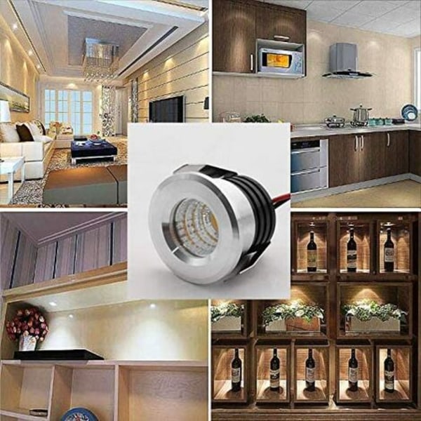 Set med 4 mini infällda LED-spotlights, 3 W, kallvit ljus Vit