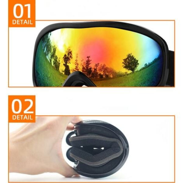 Goggles ja hiihtolasit moottoripyöräluisteluun miehille ja naisille, sumua estävä pallomainen linssi