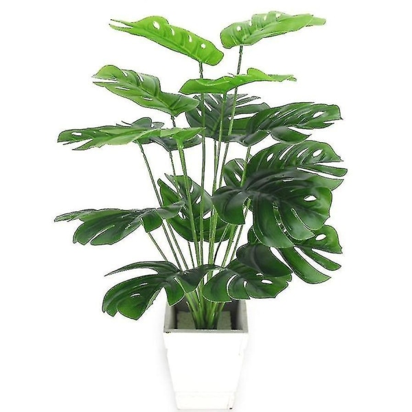 18 blad konstgjorda gröna växter för heminredning (18 blad gula flingor)