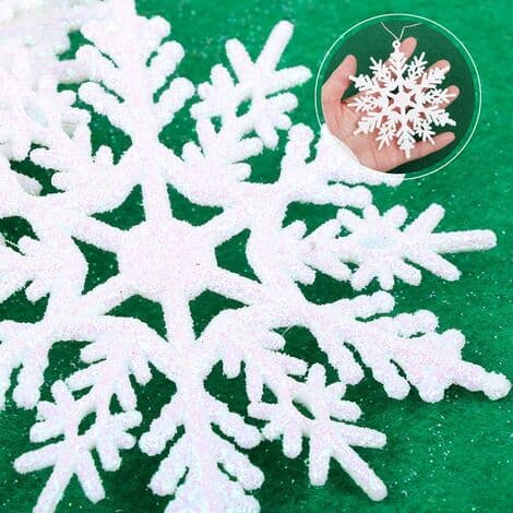 20 st juldekorationer snöflingor för julgran - Diameter: 10cm - Vit