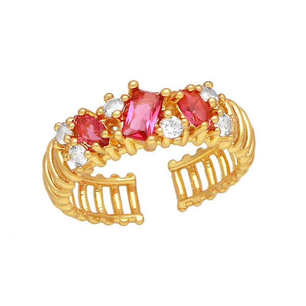 Ring Vintage Zirkon Hjärta Stud Mode Smycken Ac10818 Red