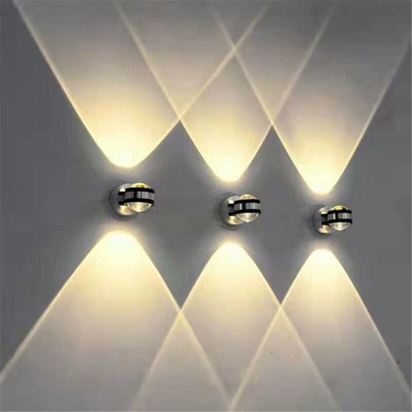 LED-vägglampa dubbelsidig kristall upp och ner vägglampa Aluminium inomhusbelysning Vägglampa (varmvit 6W)