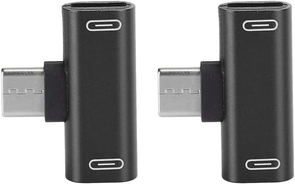2-delt adapter, 2-i-1-konverter, aluminium USB-C hurtiglading