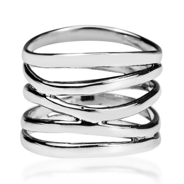 Mote-ring for kvinner med bredt 5-bånds spiraldesign - Bryllup, forlovelse, fest, smykkegave US 7