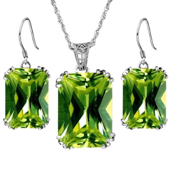 Damernas Färgade Kristalldiamant Retro Örhängen Halsband Set