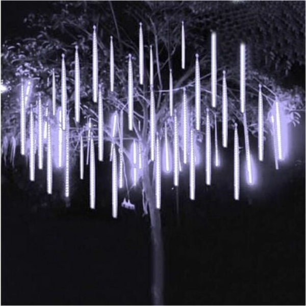LED-färgade lampor, meteorskurlampor, trädgårdsbelysningsdekorationer, ljusslingor, vita lampor