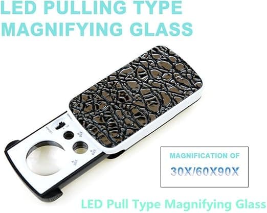 Forstørrelsesglas, mini forstørrelsesglas med 2 LED- og UV-lys