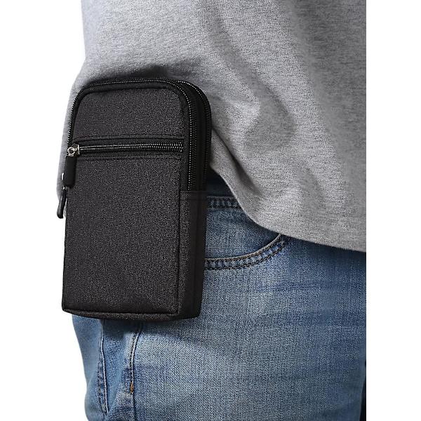Universal Bältesklämma Väska, 6.3 Tum Denim Casual Väska Vandring För Män Bärväska Skal Väska Bältesklämma Väska Väska Med Flera Spännen Plånbok