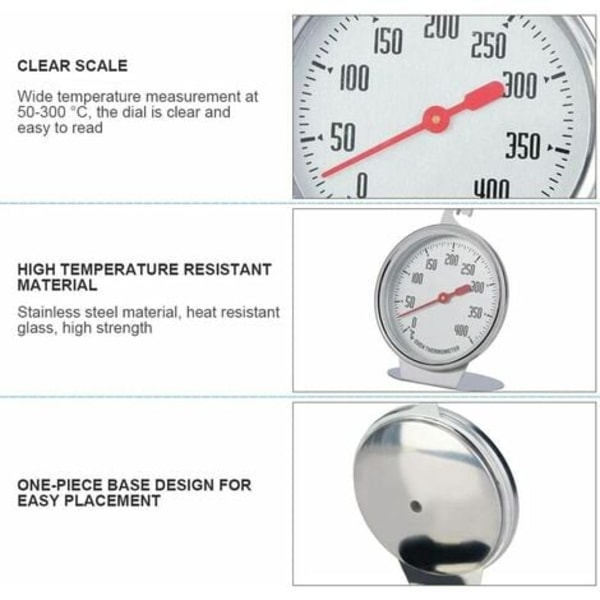 Ovn Termometer Temperaturmåler Øyeblikkelig Avlesning Termometer Rustfritt Stål Sonde Hold Dial Opp Stor Måler Kjøkken Baki