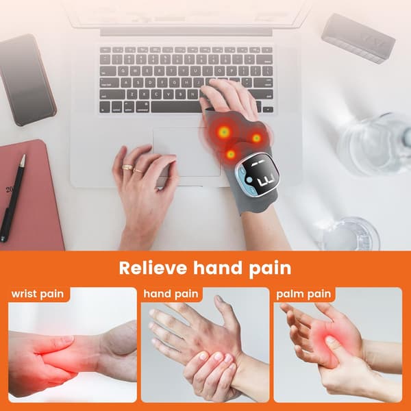 EMS Håndledsmassager, 5 Tilstande/9 Intensitetniveauer, 3 Varmeniveauer, Lindrer Træthed og Smerte