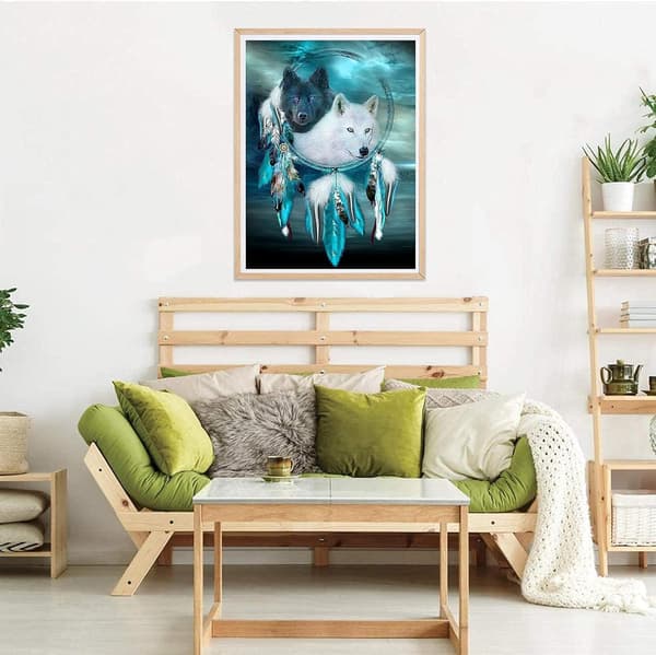 DIY 5D Diamantmålning Drömfångare Varg Fullständig