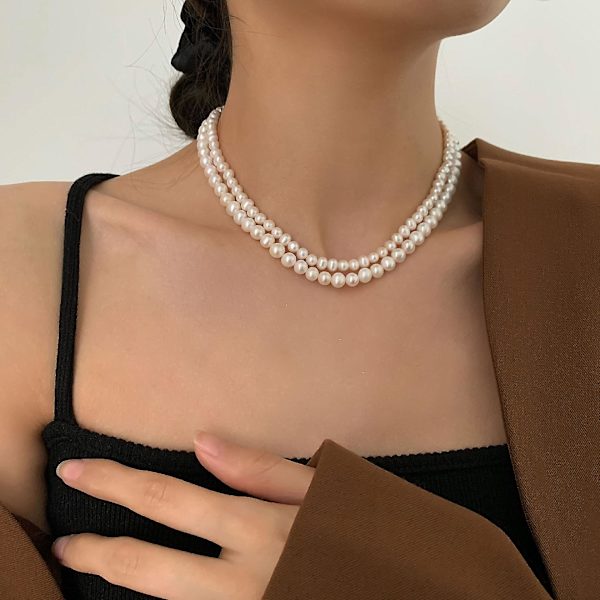 Halsband Pärla Leende Stud Flickors Mode Smycken Ac3426 Baroque L Size