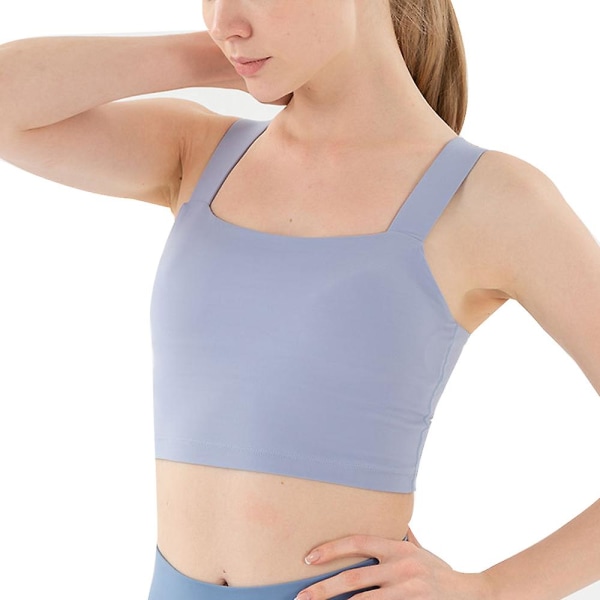 Stelle Dame Lang Sports-BH Trådløs Polstret Crop Tank Top Middels Støtte for Yoga Trening Fitness