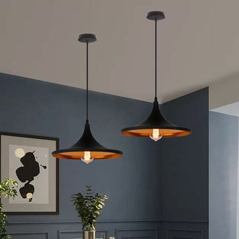 Industriel Retro Pendellampe E27 Lampe til Soveværelse Bar Sort - Sort