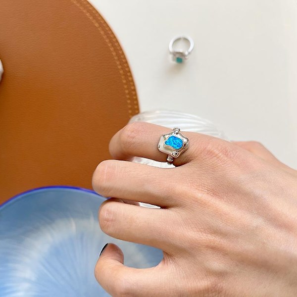 Ring i Silver S925 för Dagligt Outfit, Mode Smycke Ac7581 Blue