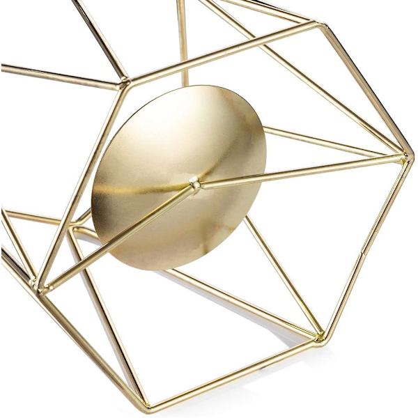2 st Guldmetallpelare Ljusstakar, Geometriska TeLjushållare, Bröllopsdekorationer, Heminredning, Ceremonier och Jubileumskaffebord
