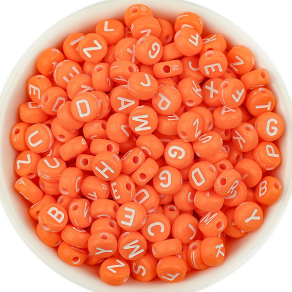 Akryl alfabetperler Multipurpose Gjør-det-selv-smykker Tilbehør Kreative armbånd øredobber Orange