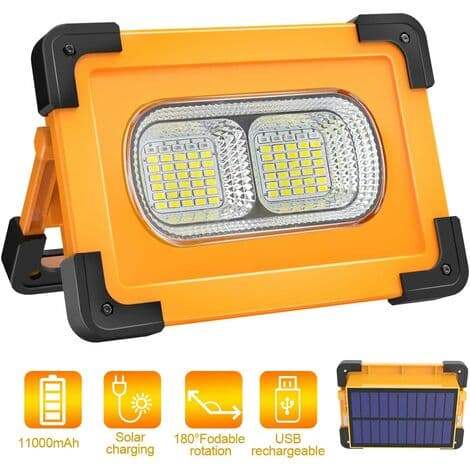 Oppladbar LED-spotlight arbeidslys 80W 4000 lumen bærbar flomlys med solcellepanel 4 moduser supersterkt arbeidslys