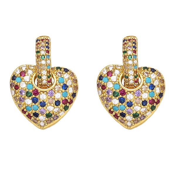 Vintage Zircon Heart Stud -korvakorut, muotikorut Ac9896 Green