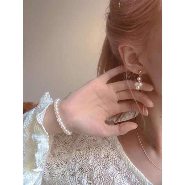 Ørering Perle Blomst Stud Piger Mode Smykker Ac3743