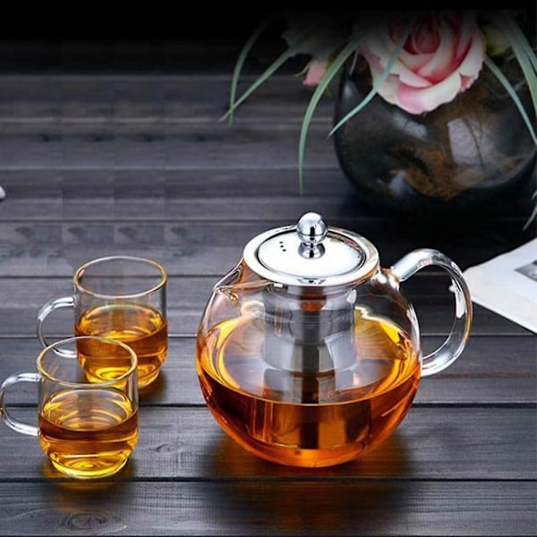 Glass Tekanne Med Avtagbar Infuser, Trygg Kjele, Blomstring Og Løs Blad Te Maker Sett