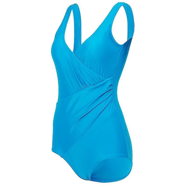 Kvinnors Vadderad Wrap Baddräkt Monokini En Delig Baddräkt Badkläder Light Blue 5XL