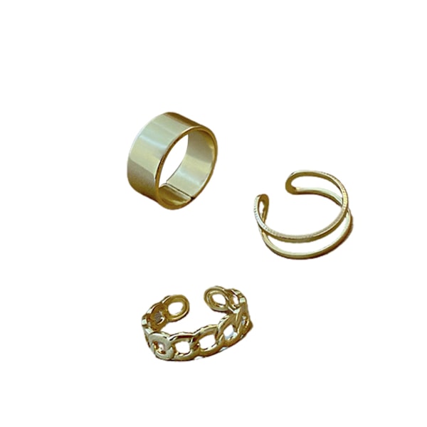 3-pack Öppna Ringar Retro Justerbar Legering Punk Hip Pop Fingerringssats För Kvinnor