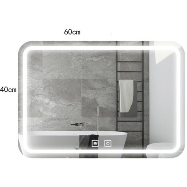 LED Badrumsspegel, Väggmonterad Smink Spegel, Stor Modern Spegel, Vit Ljus (60 x 40cm)