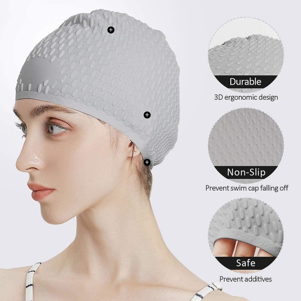 Silicone Swim Cap,comfortable Bathing Cap Ideal For Curly Short Medium Long Hair, Swimming Cap For Women And Men, Shower Caps Keep Hairstyle Unch